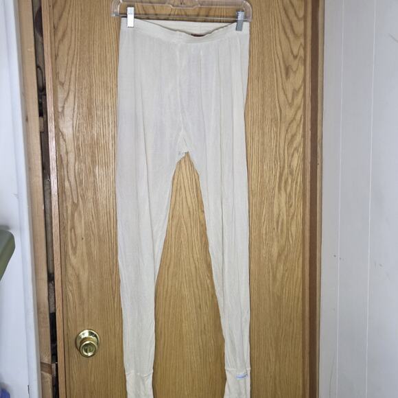 Vintage Thermasilk By Terramar Pure Silk Cream Base Layer Leggings Size L - Picture 1 of 5